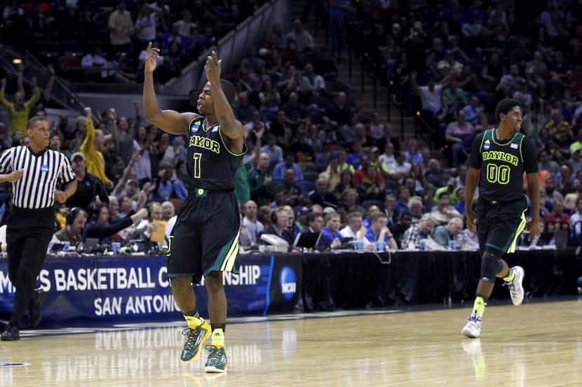 Baylor Bears guard Kenny Chery (1) reacts in the first half of a men's college basketball...