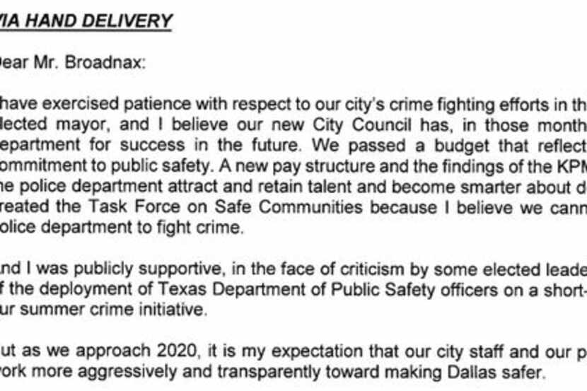 On Tuesday, December 3, 2019, Mayor Eric Johnson penned a letter to City Manager T.C....