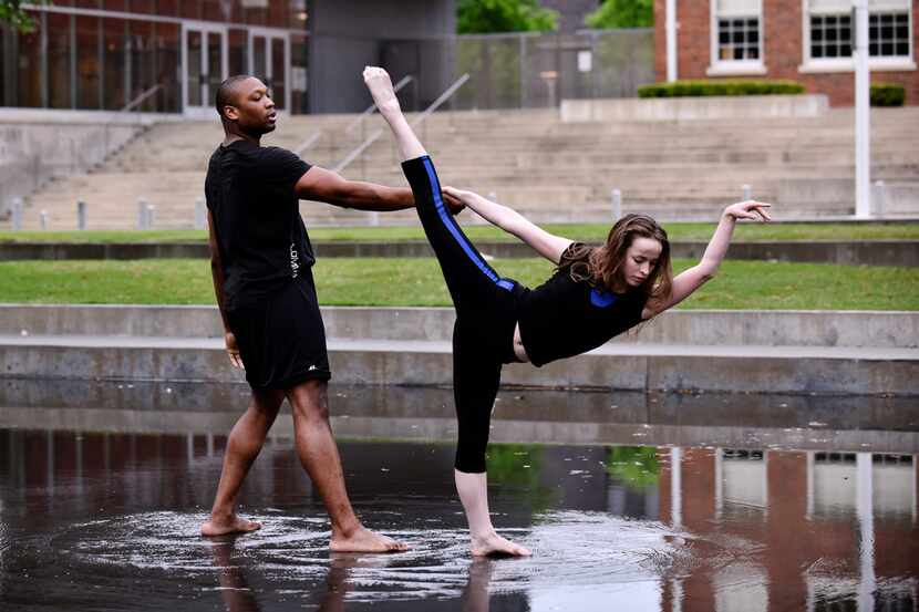 Dancers Rodney Morris, left, and Mindy Neuendorff performs Walking in the Air during a...