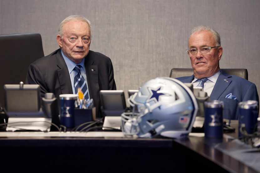 Dallas Cowboys owner Jerry Jones (left) and executive vice president & CEO Stephen Jones...
