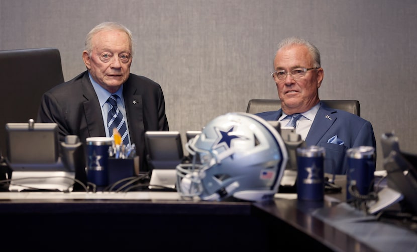 Dallas Cowboys owner Jerry Jones (left) and executive vice president & CEO Stephen Jones...