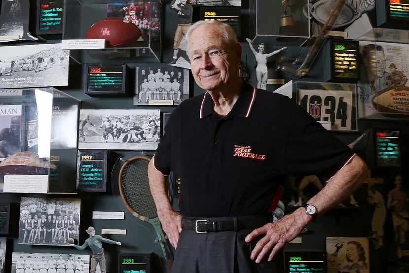 In this Dec. 12, 2015 photo, Dave Campbell stands inside the Texas Sports Hall of Fame in...