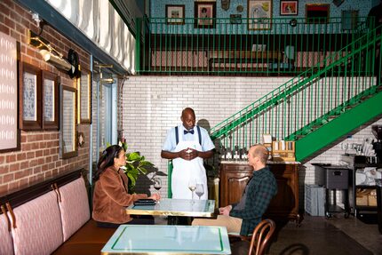 Remember the back of Royal Blue Grocery? They painted the staircase bright green.