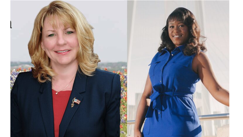 Pam Little (left) and Aicha Davis (right) were sworn in to the Texas State Board of Education.