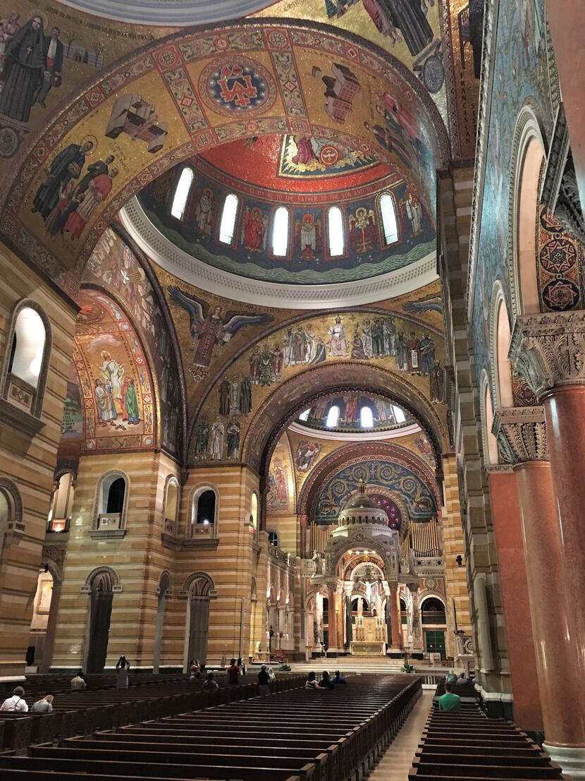 The Byzantine-influenced interior of the Cathedral Basilica of St. Louis boasts one of the...