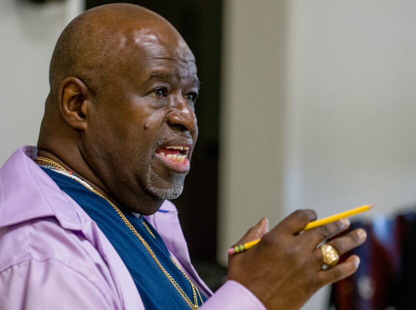 Octoroon director Akiń Babatundé gives instruction to Justin Duncan during rehearsal at Fort...