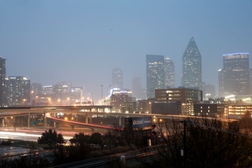 The downtown Dallas skyline in March 2022.