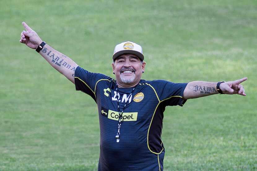 Diego Armando Maradona durante su estadía como técnico de Dorados de Sinaloa, el 10 de...