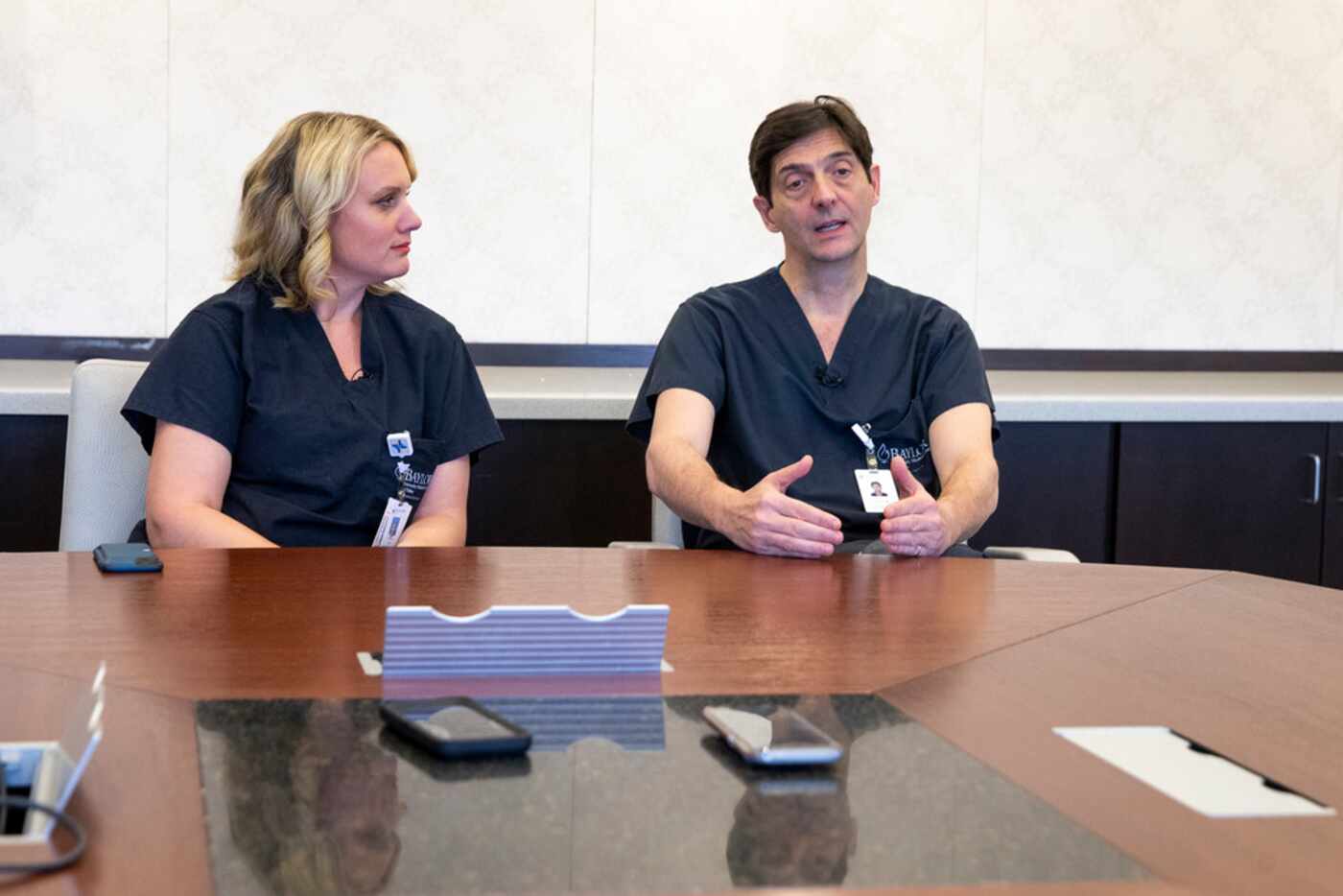 Dr. Liza Johannesson listens as Dr. Giuliano Testa explains the uterus transplant procedure.
