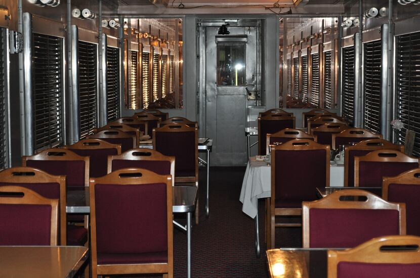 The 1937 Missouri-Kansas-Texas dining car is among six cars at the Museum of the American...