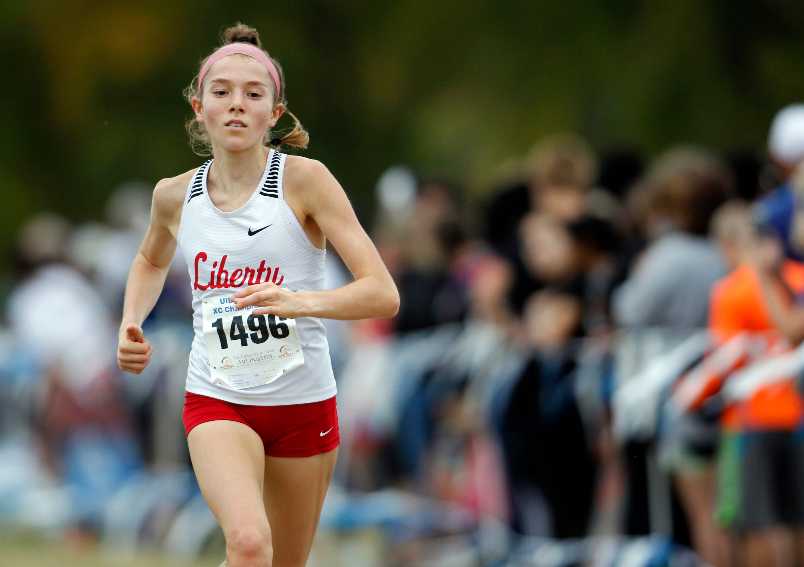 Frisco Liberty senior Sydni Wilkins races to the finish line to capture 3rd place in the...