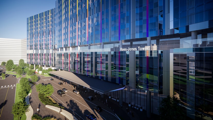 A rendering of the Rees-Jones Tower at Dallas' new pediatric campus.