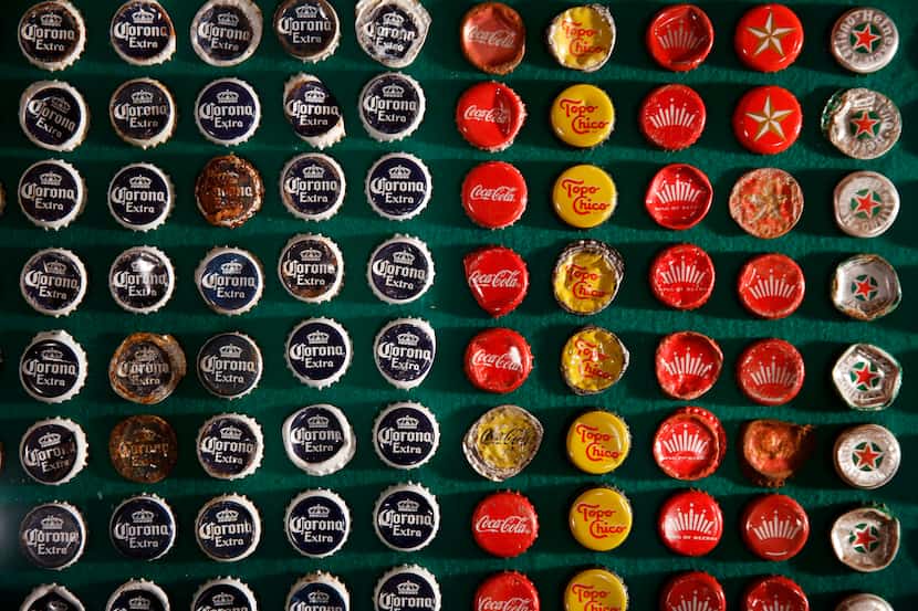 Bottle caps are among the many items collected by New York conceptual artist Mark Dion...