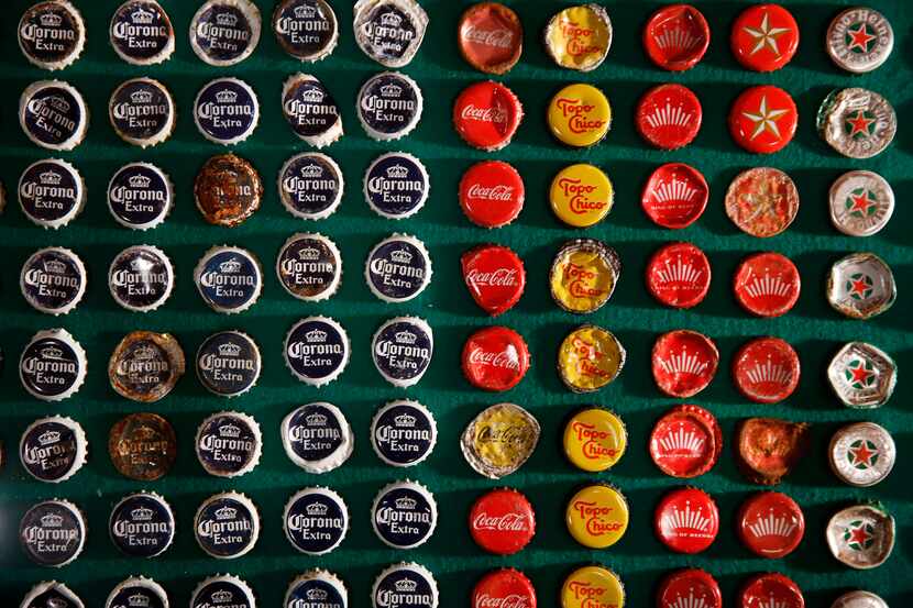 Bottle caps are among the many items collected by New York conceptual artist Mark Dion...