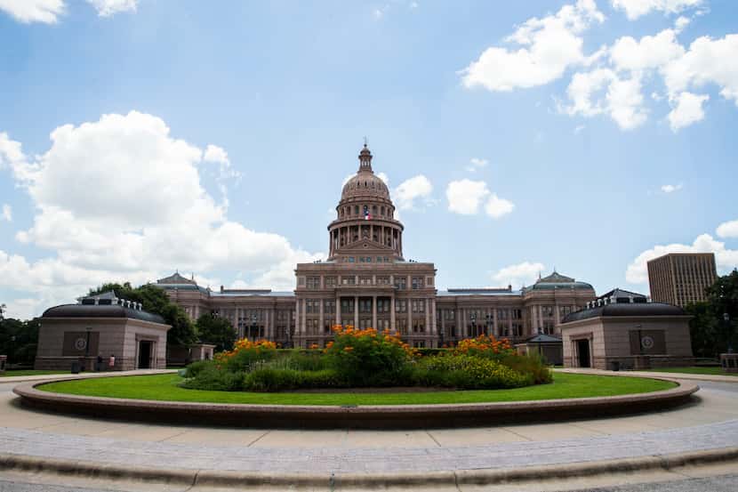 The north side of the Texas capitol building in Austin, Texas. 