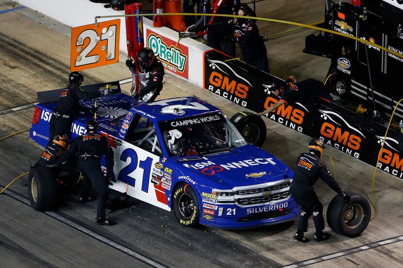 FORT WORTH, TX - JUNE 08:  Johnny Sauter, driver of the #21 ISM Connect Chevrolet, makes a...