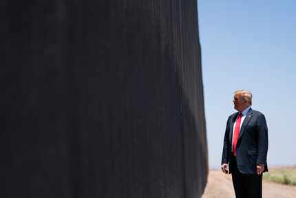 President Donald Trump tours a section of the border wall in San Luis, Ariz., on June 23, 2020.