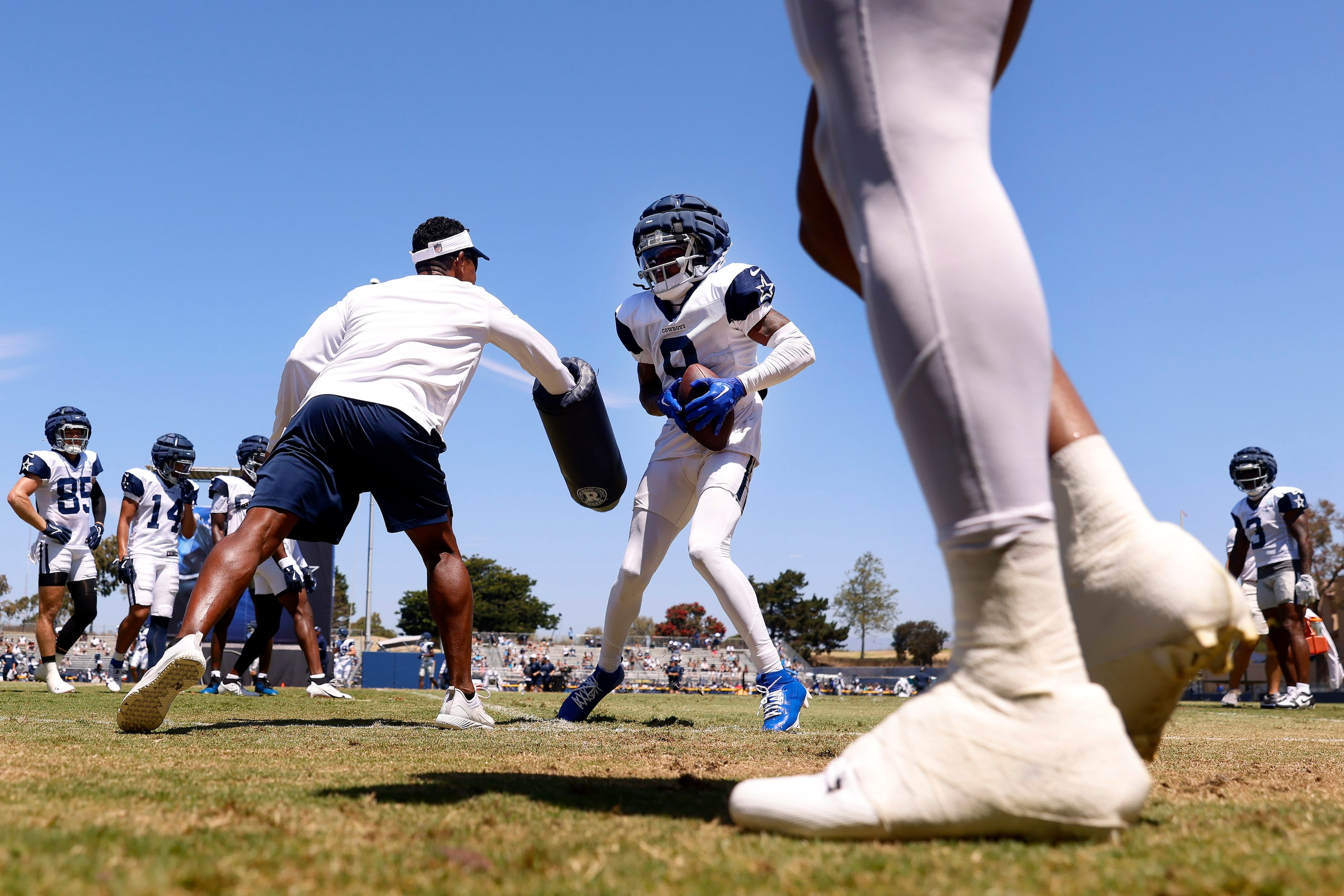 Dallas Cowboys wide receiver KaVontae Turpin (9) pulls down a catch along the sideline...