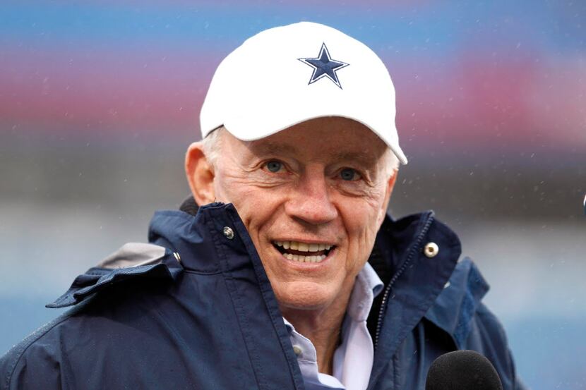 Dec 27, 2015; Orchard Park, NY, USA; Dallas Cowboy's team owner Jerry Jones on the field...