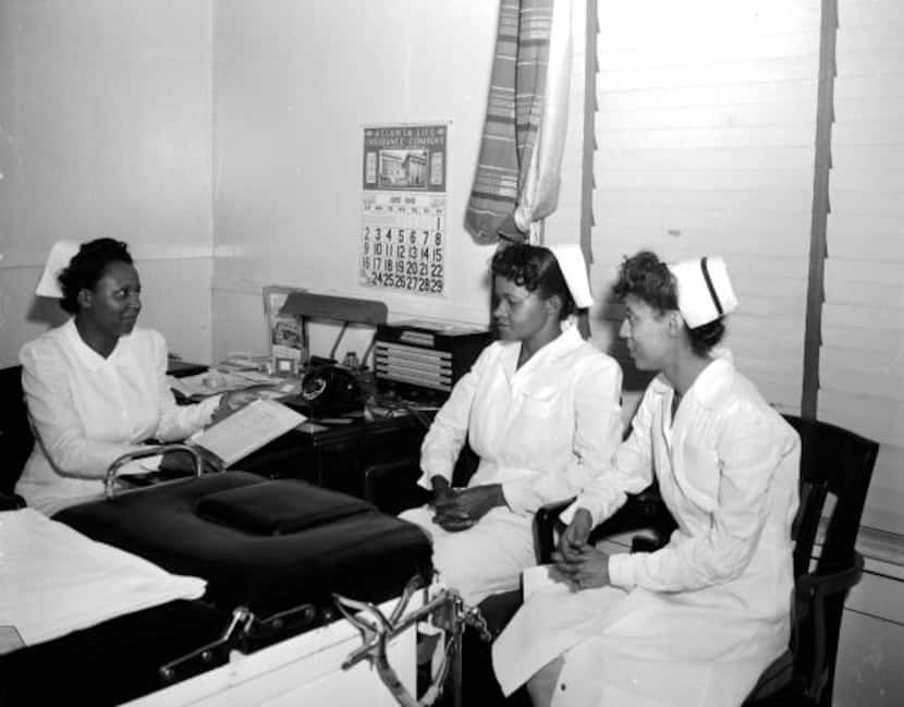 Three nurses at Ethel Ransom Memorial Hospital in June 1946. From the collections of the...