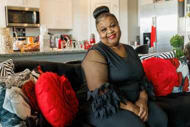 Yolanda Smith sits in the living room of her new home, Friday, June 28, 2024, in Fort Worth.
