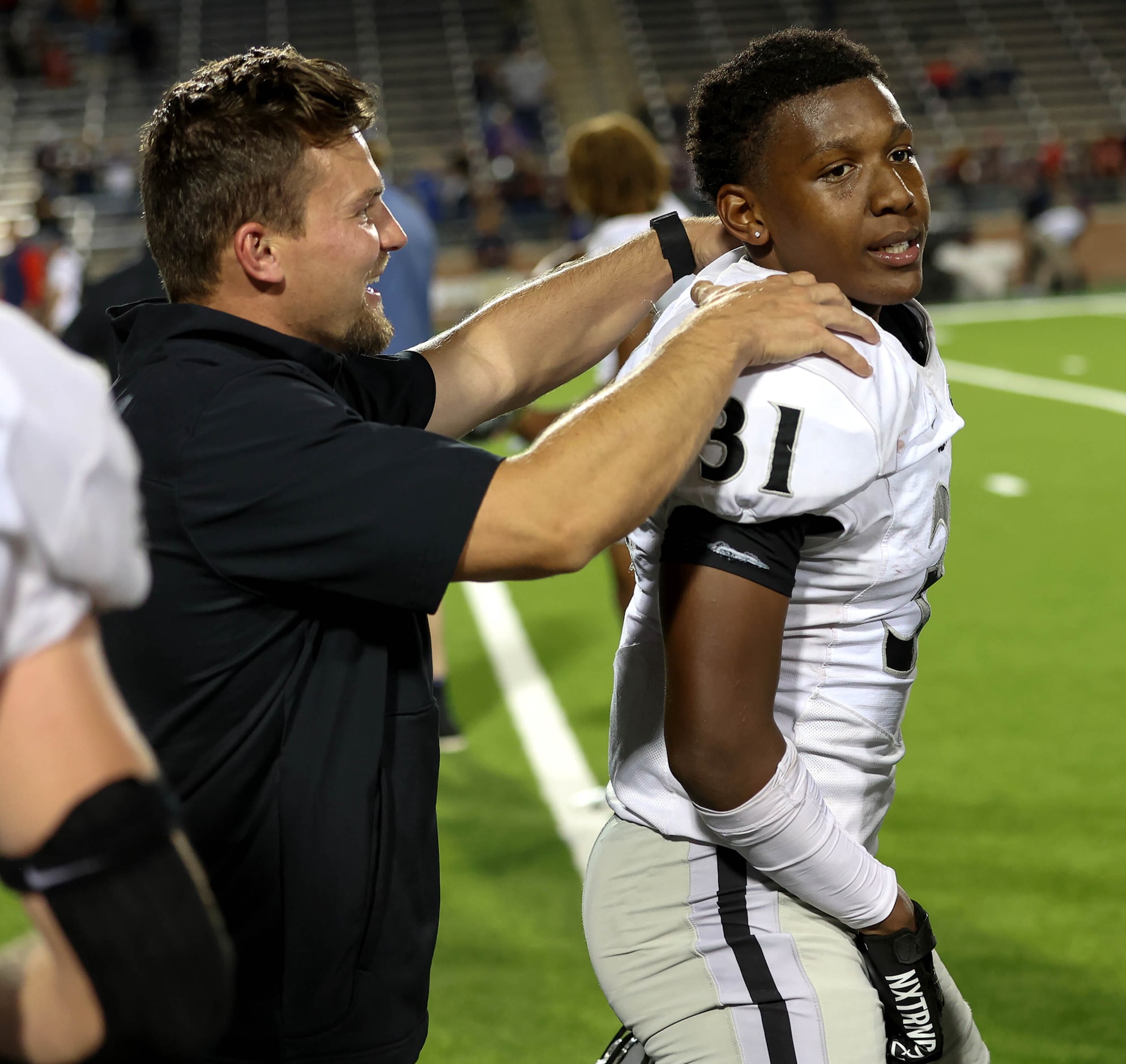 Denton Guyer linebacker Jayden Collins (31) seals the deal with an interception in the...