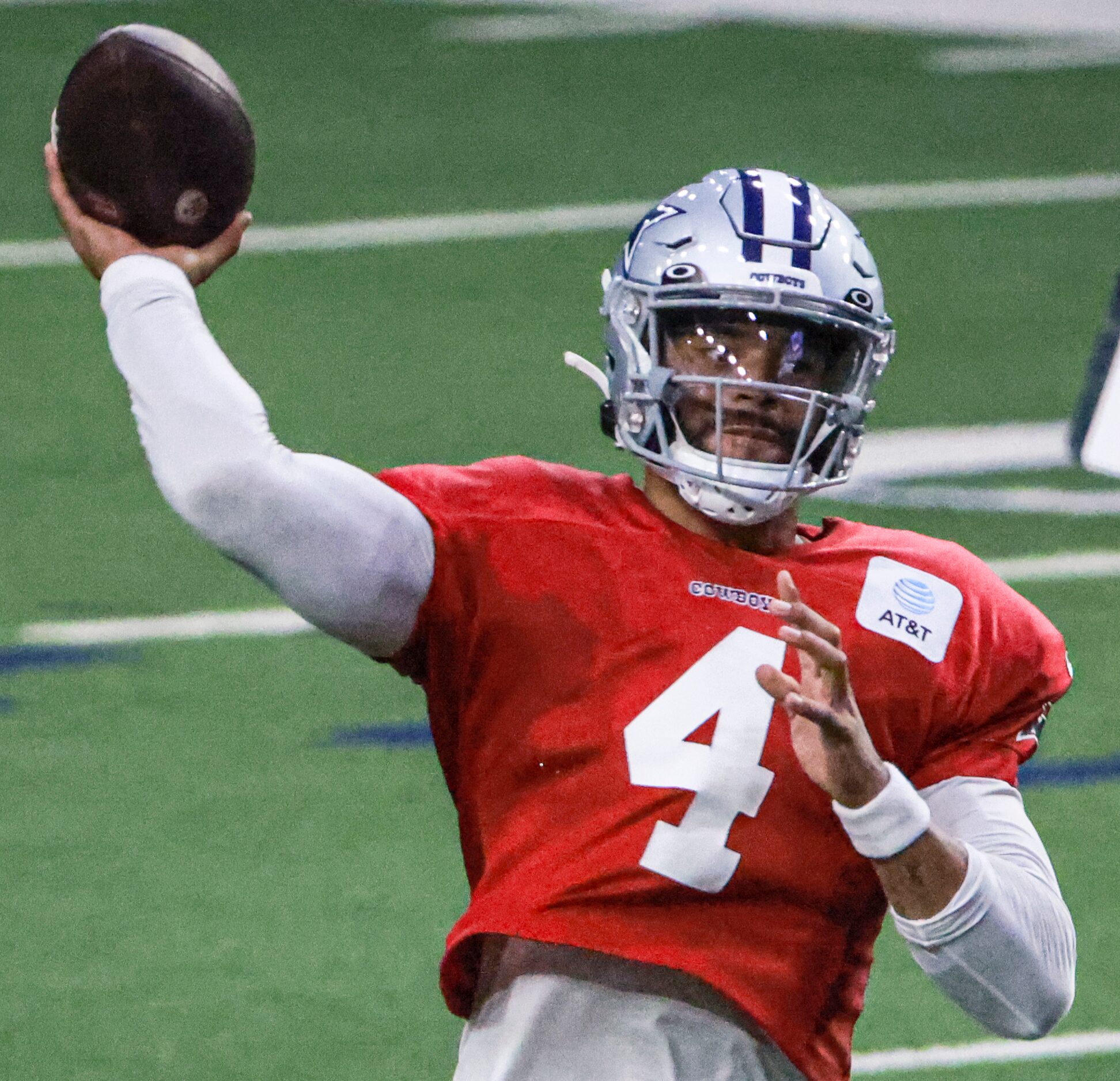 Dallas Cowboys quarterback Ben DiNucci (17) throws the ball during the Dallas Cowboys...