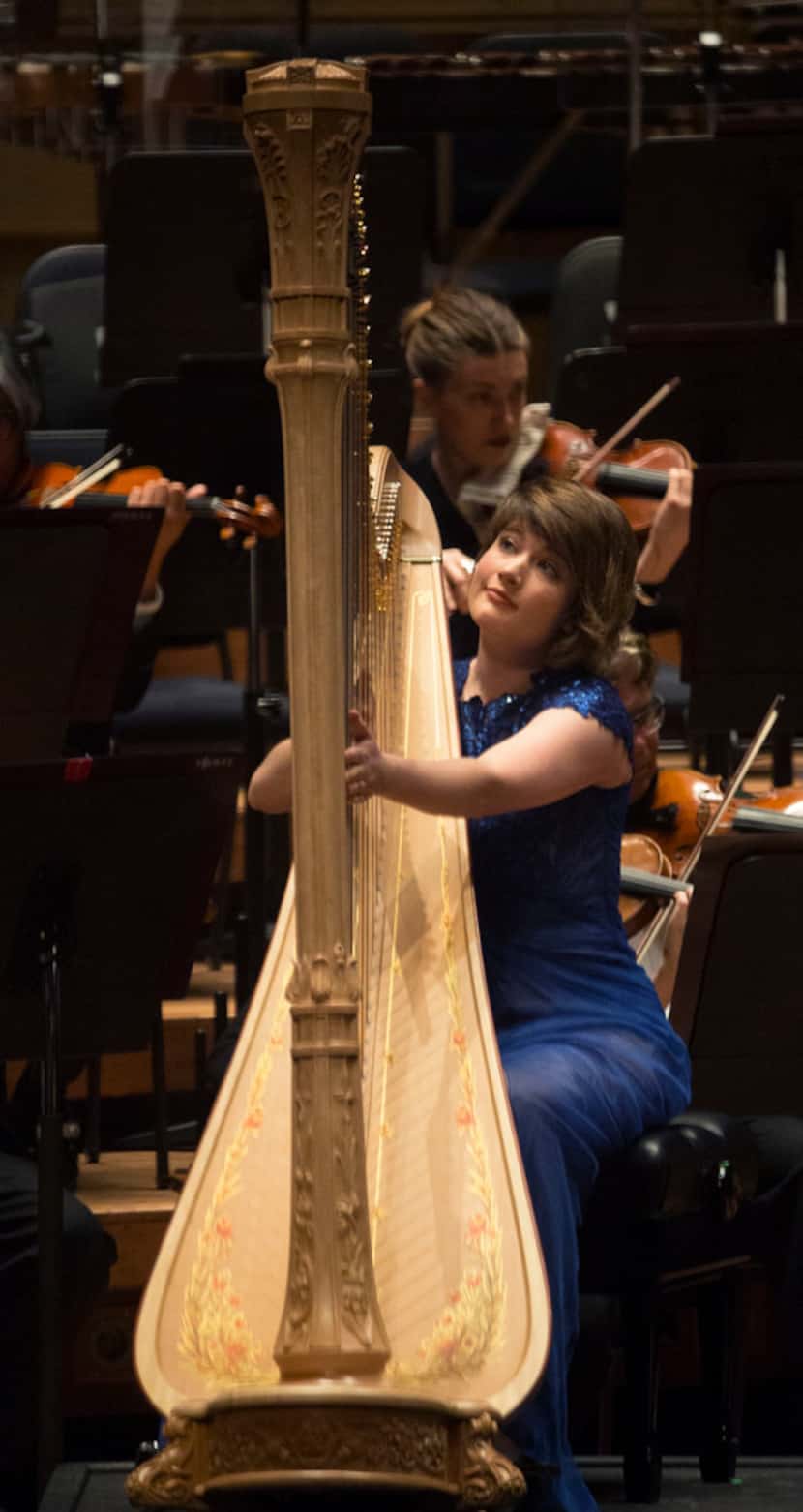 Principal harpist Emily Levin and the Dallas Symphony Orchestra perform at the Meyerson...
