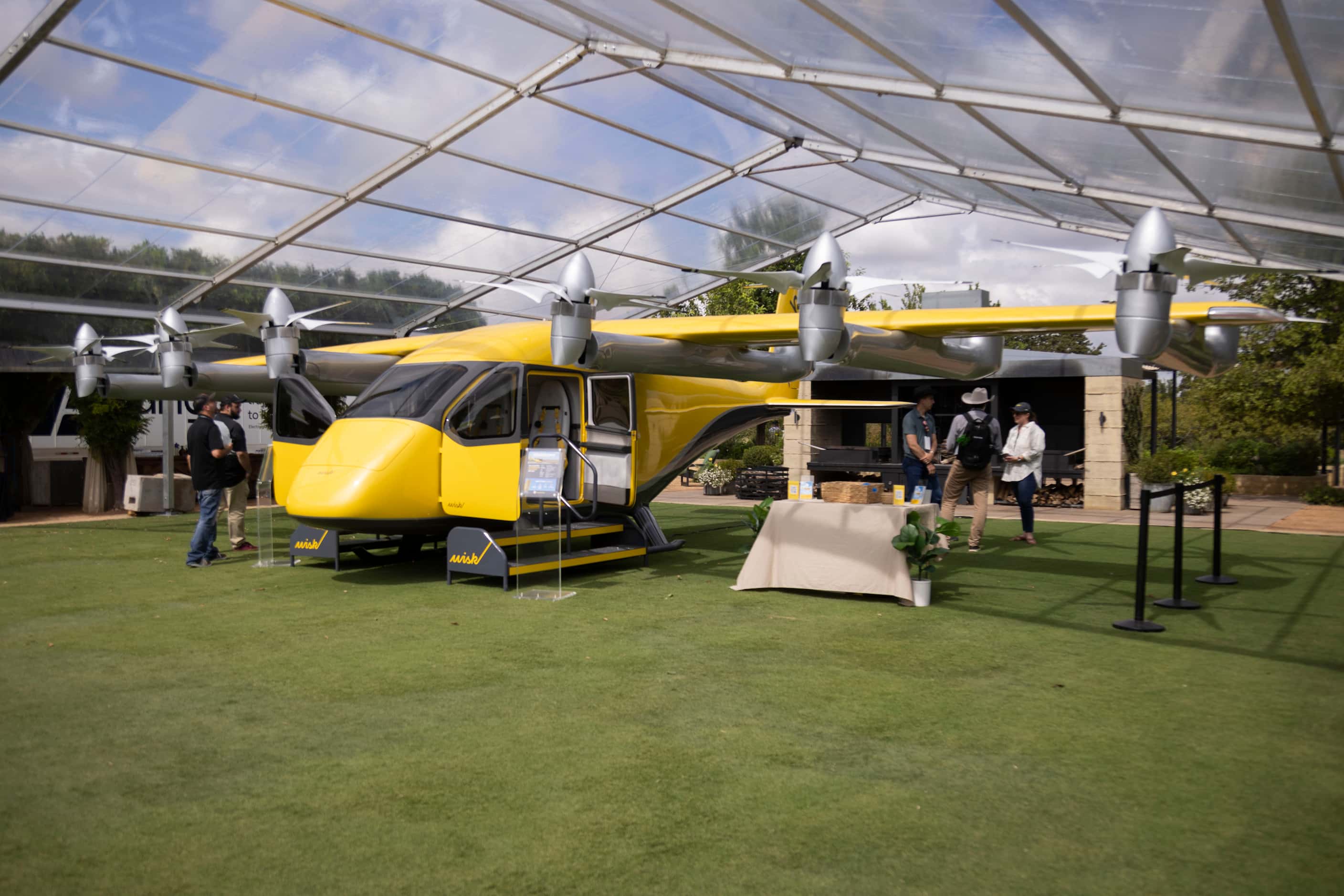 Wisk's 6th Generation eVTOL air taxi on display during the UP.Summit 2023 at the Circle T...