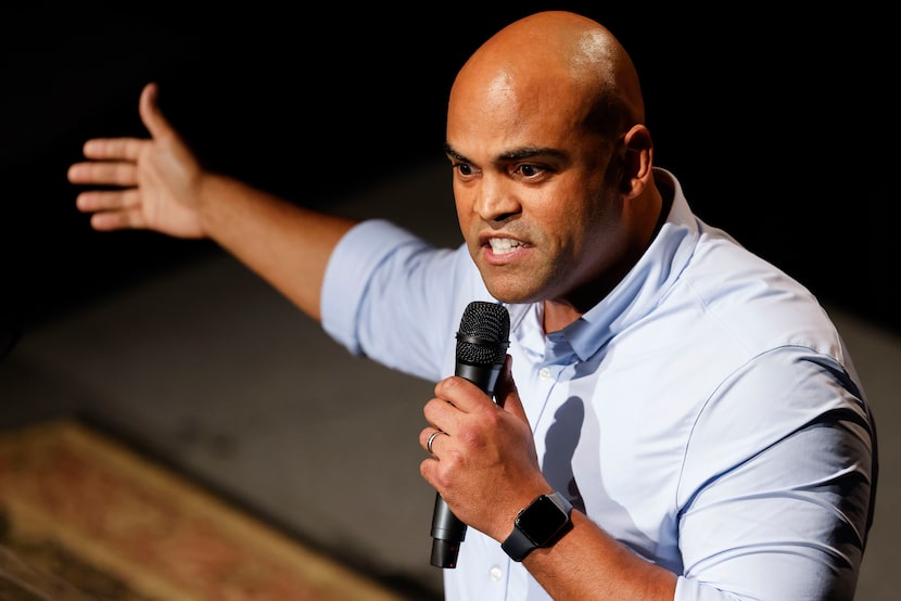 Democratic Senate candidate Colin Allred talks during a campaign rally Saturday, Nov. 2,...