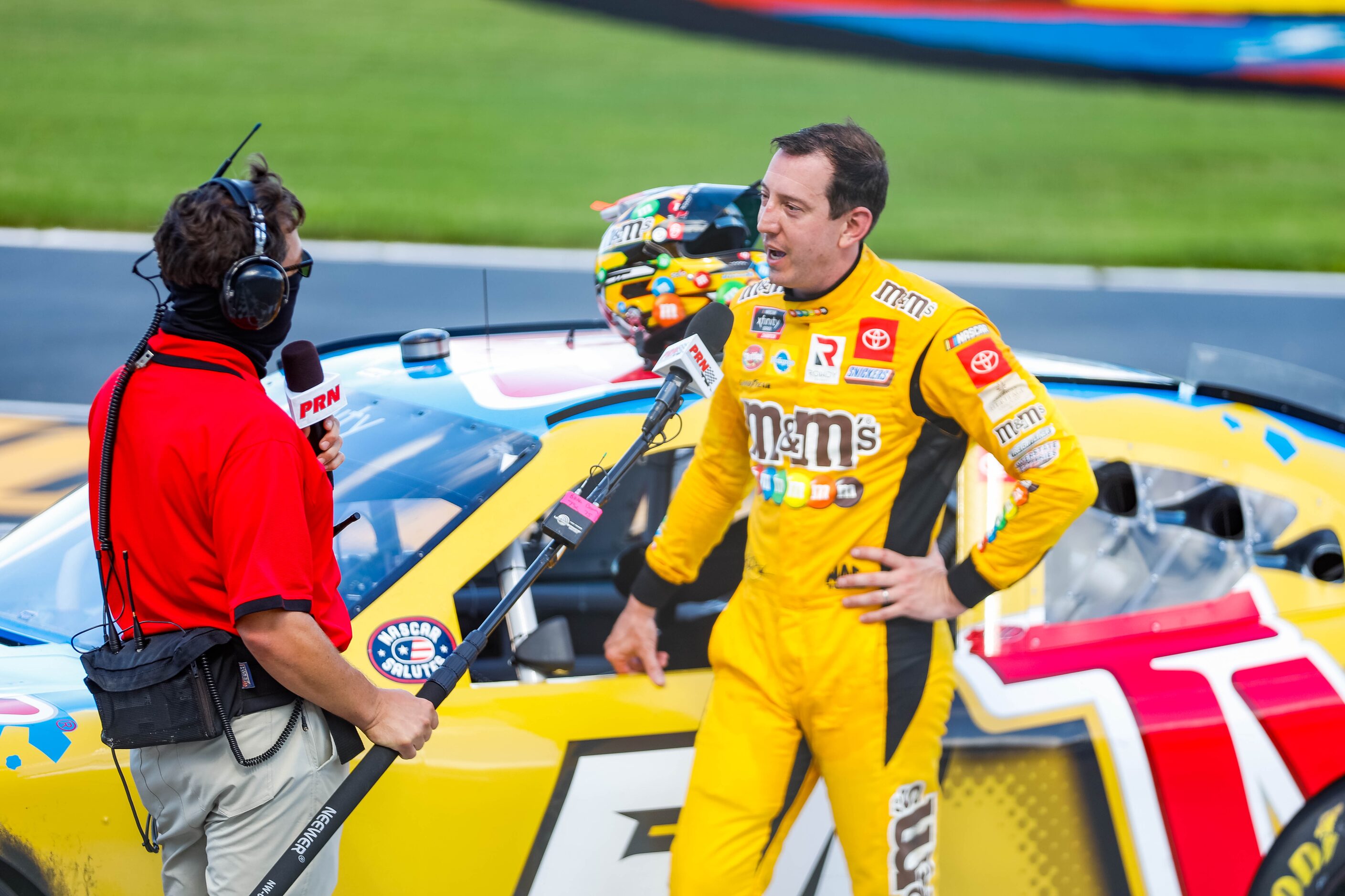 NASCAR Xfinity's Kyle BuschÕs, No. 54, is interviewed after winning the My Bariatric...