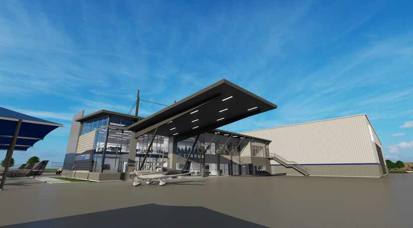 A rendering of Cirrus Aircraft's expanded service center at McKinney National Airport. The...