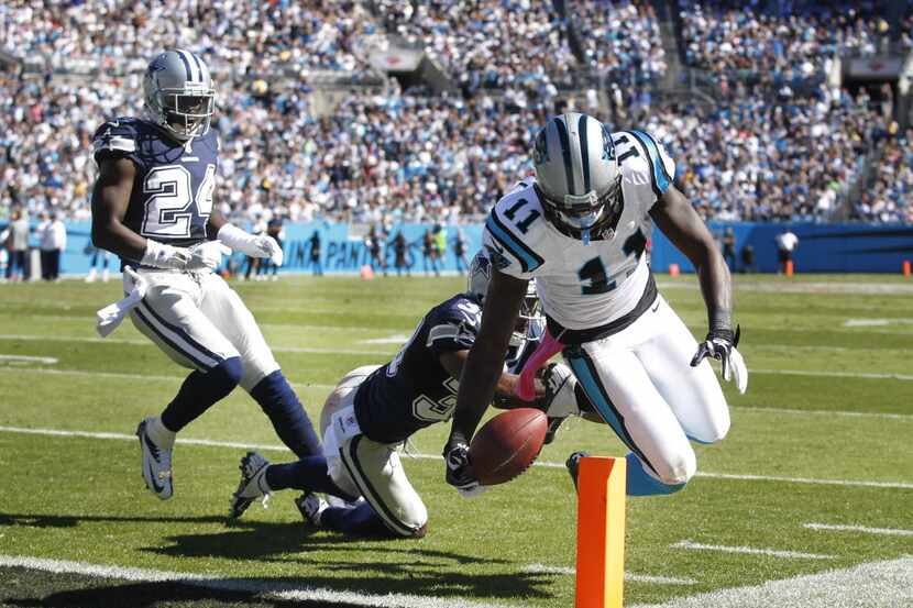 Carolina Panthers wide receiver Brandon LaFell (11) scores a 2nd quarter touchdown in front...