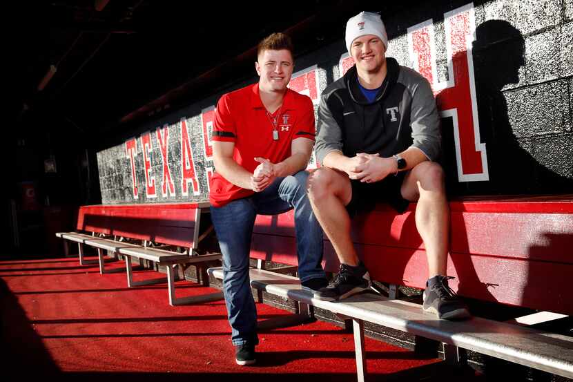 Current Texas Tech baseball player Jace Jung (left) and his brother Josh Jung, a former Tech...