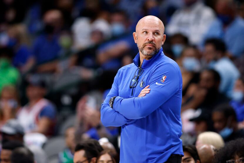 Dallas Mavericks head coach Jason Kidd watches his team face the Utah Jazz in the second...
