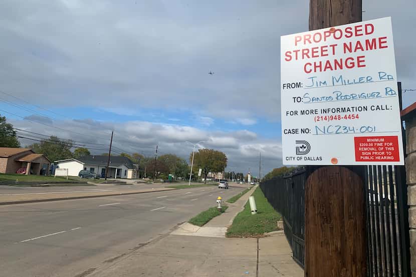A City of Dallas sign along Jim Miller Road in Dallas on Nov. 10, 2023 informs the public...