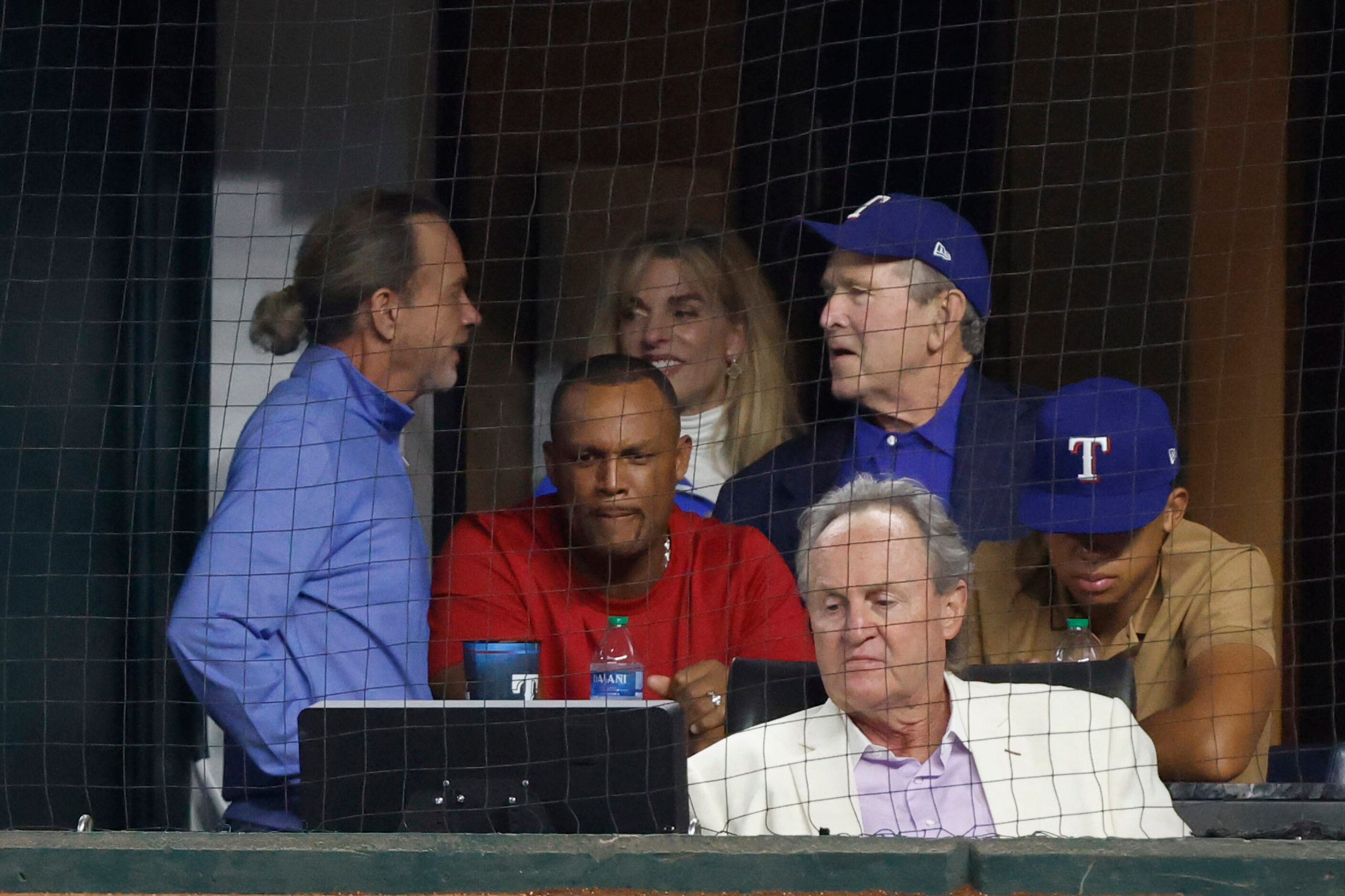 Former President George W. Bush in a suite during Game 2 of the World Series between the...