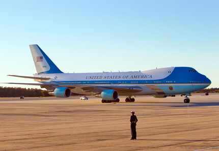 Air Force One carrying President Barack Obama arrives at Pease Air National Guard Base in...