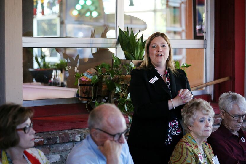 Bunni Pounds speaks during her campaign event at Cafe Del Rio in Mesquite. Pounds is running...