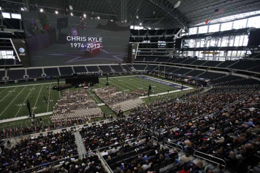 Thousands of people attended a memorial service for Chris Kyle at AT&T Stadium.