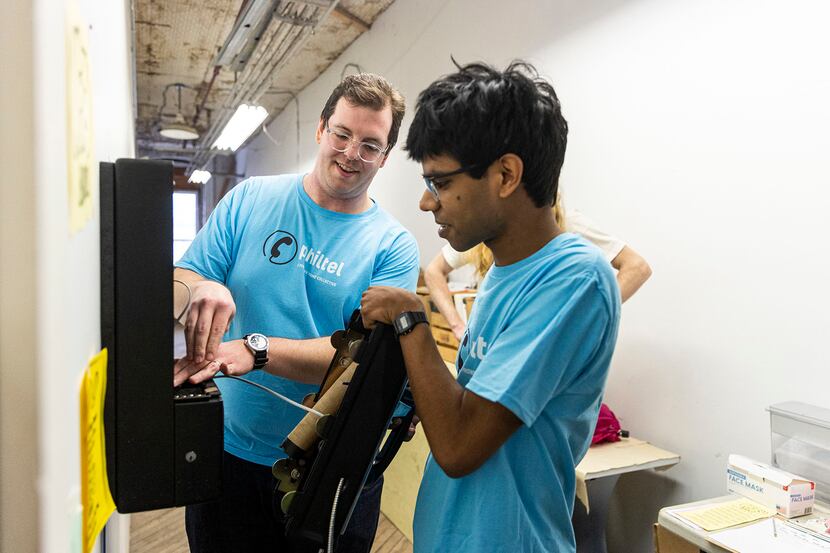 The co-founders of PhilTel, Mark Dank (left), and Naveen Albert, installed a free-to-use...