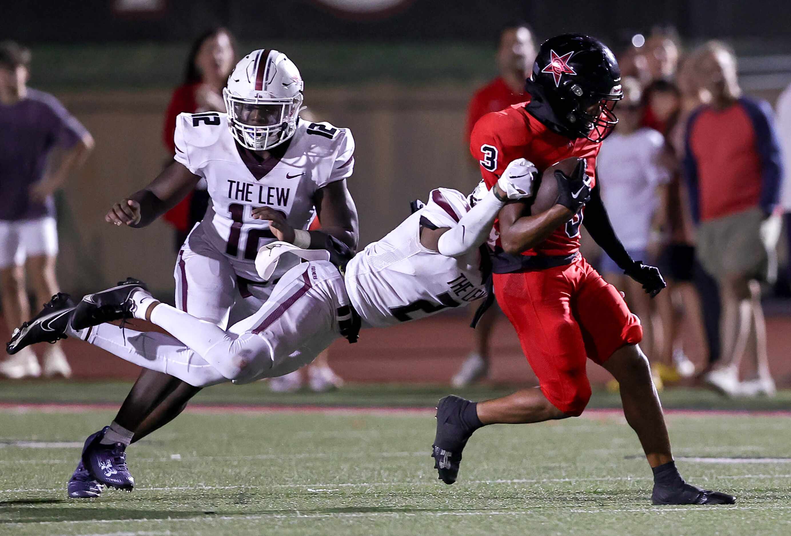 Coppell wide receiver Ayrion Sneed (3) comes up with a reception against Lewisville...