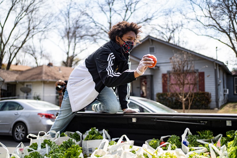 Community members work together to farm on the land of Neyssa Shockley’s families land  in...