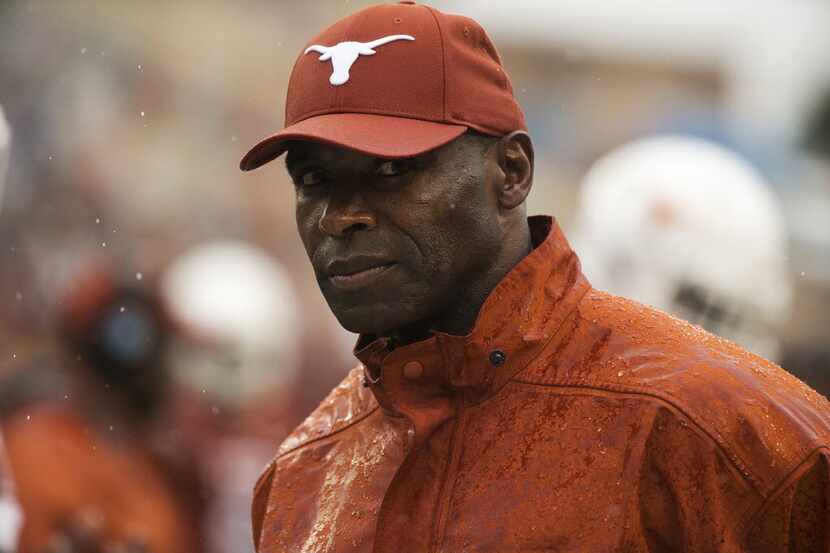 Texas head coach Charlie Strong on the sidelines during a 23-9 win against Kansas State...