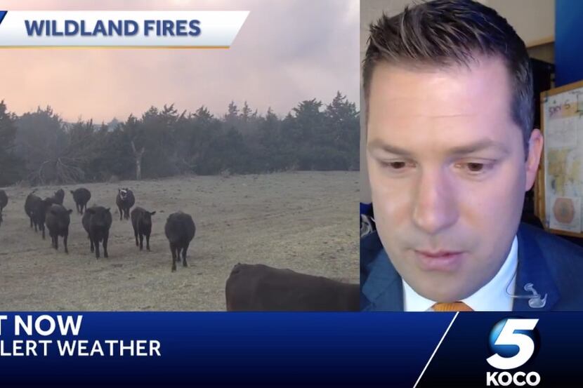 A screen grab from a Facebook Live broadcast showing field meteorologist Mike Armstrong at...