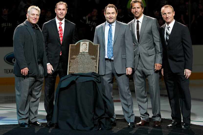 Former Dallas Stars Brett Hull, Joe Nieuwendyk, Ed Belfour, Mike Modano, and Jere Lehtinen...