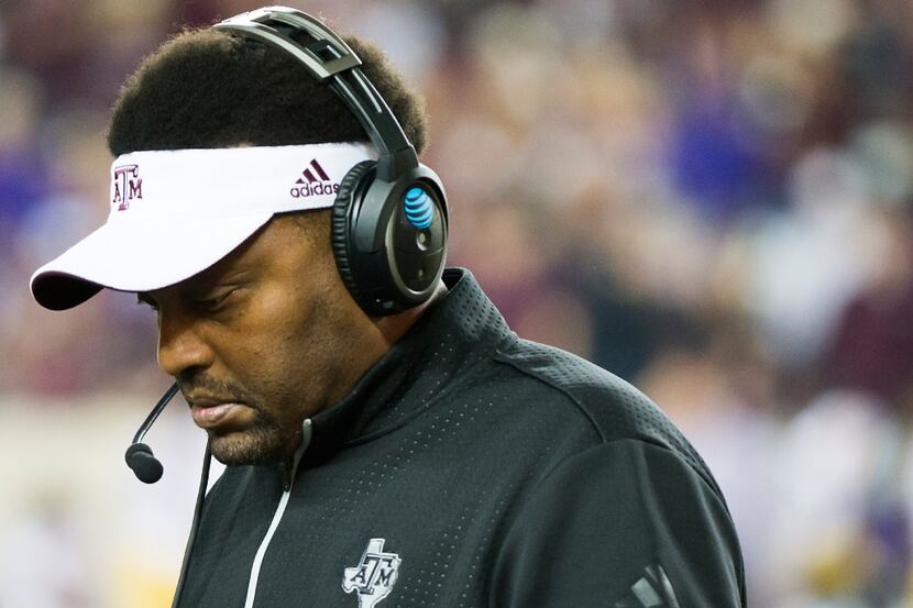 Texas A&M head coach Kevin Sumlin paces the sidelines during the fourth quarter of an NCAA...
