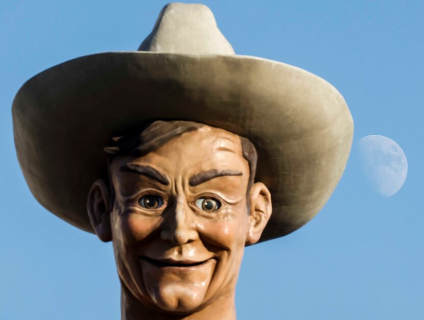 A 72 percent waxing gibbous moon rise during the the Big Tex’s 70th birthday celebration at...