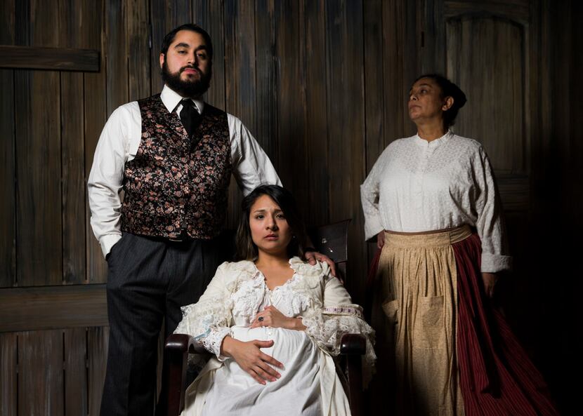 Ruben Carrazana (left), who plays Septimo, and Alejandra Flores (center), who plays Isadora,...