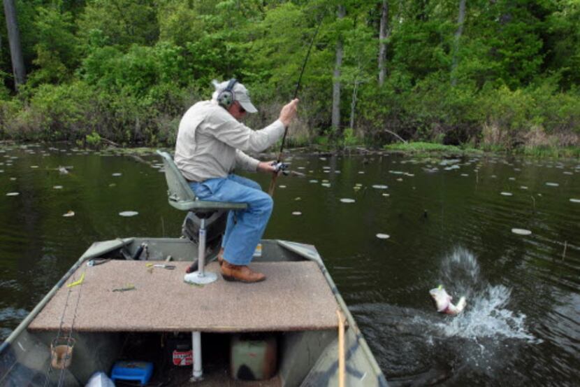This is the sixth jump from a revved up six-pound bass caught by Tommy Ford. On its first...